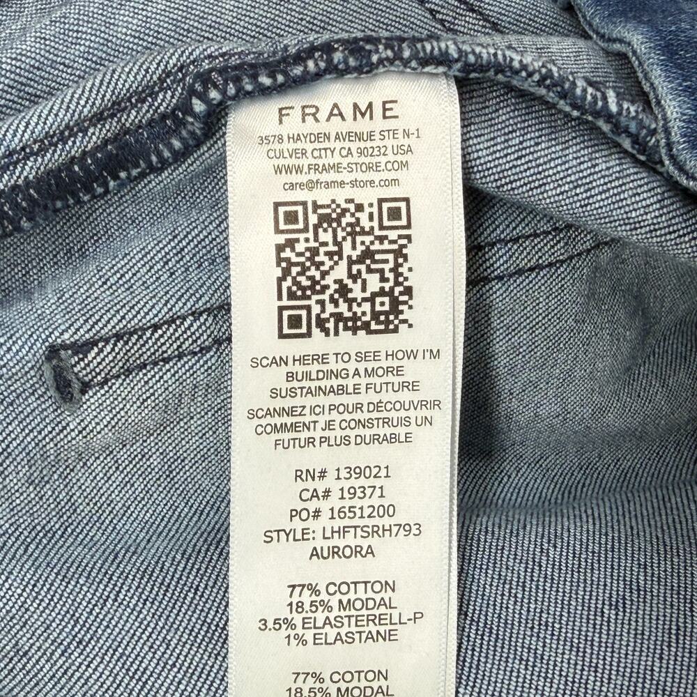 FRAME Jeans Womens 28 Le High Flare Trapunto Stitch Stretch Denim Aurora Blue - Picture 8 of 13